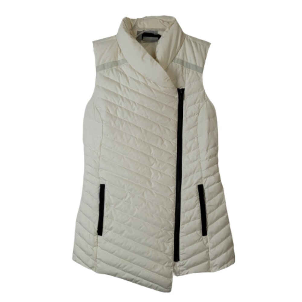 Athleta So Down Asymmetrical Puffer Vest Women's XXS Ivory Lightweight
